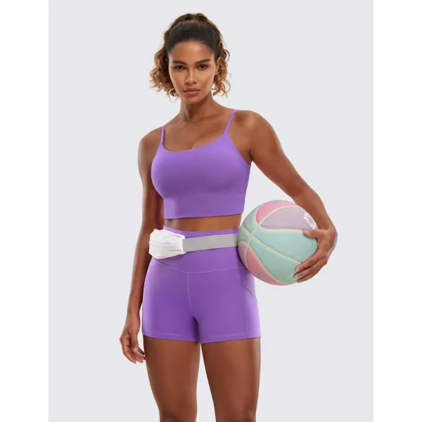 CRZ YOGA Womens Butterluxe Biker Shorts with Pockets 3  5  8  High Waisted Volleyball Workout Athletic Yoga Shorts3 inches Royal Lilac