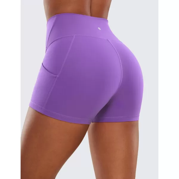 CRZ YOGA Womens Butterluxe Biker Shorts with Pockets 3  5  8  High Waisted Volleyball Workout Athletic Yoga Shorts3 inches Royal Lilac