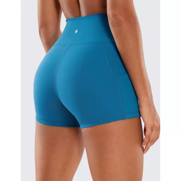 CRZ YOGA Womens Butterluxe Biker Shorts with Pockets 3  5  8  High Waisted Volleyball Workout Athletic Yoga Shorts3 inches Supersonic Blue