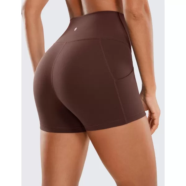 CRZ YOGA Womens Butterluxe Biker Shorts with Pockets 3  5  8  High Waisted Volleyball Workout Athletic Yoga Shorts3 inches Taupe