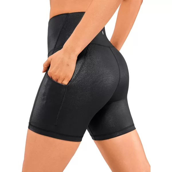 CRZ YOGA Womens Butterluxe Biker Shorts with Pockets 3  5  8  High Waisted Volleyball Workout Athletic Yoga Shorts5 inches Black Classic