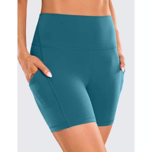 CRZ YOGA Womens Butterluxe Biker Shorts with Pockets 3  5  8  High Waisted Volleyball Workout Athletic Yoga Shorts5 inches Borealis Green