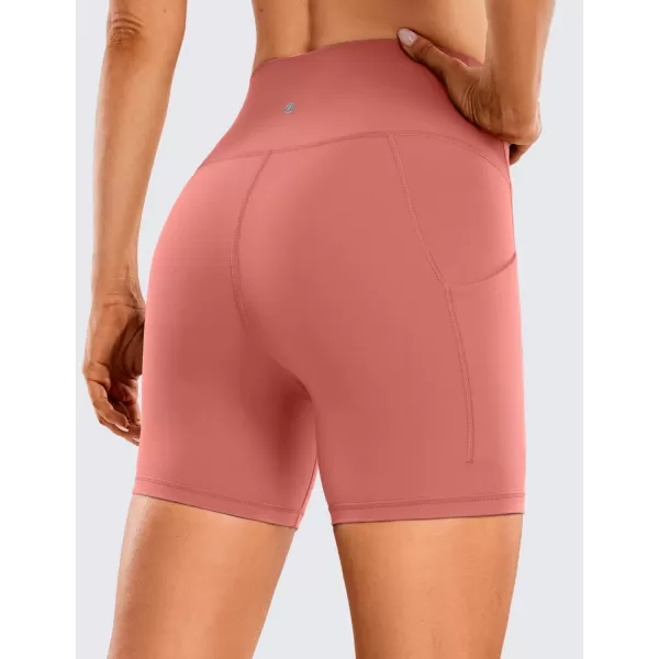 CRZ YOGA Womens Butterluxe Biker Shorts with Pockets 3  5  8  High Waisted Volleyball Workout Athletic Yoga Shorts5 inches Briar Rose