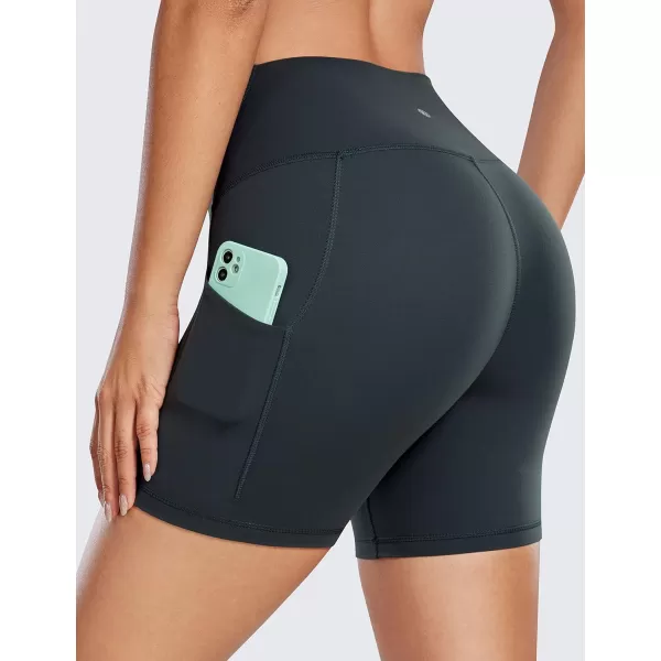 CRZ YOGA Womens Butterluxe Biker Shorts with Pockets 3  5  8  High Waisted Volleyball Workout Athletic Yoga Shorts5 inches Dark Green