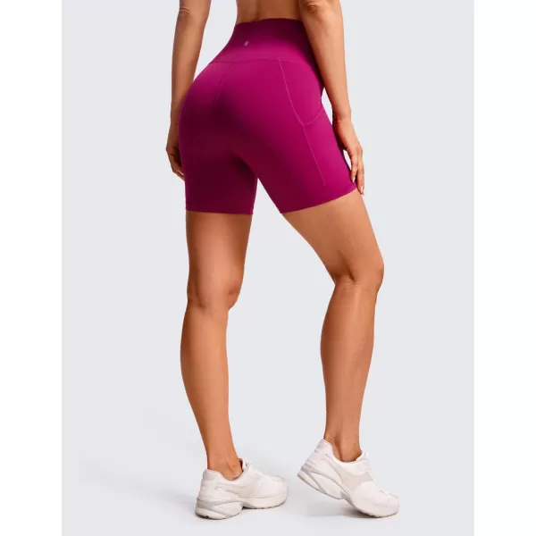 CRZ YOGA Womens Butterluxe Biker Shorts with Pockets 3  5  8  High Waisted Volleyball Workout Athletic Yoga Shorts5 inches Magenta Purple