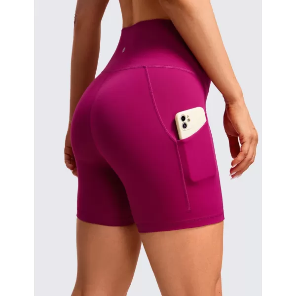 CRZ YOGA Womens Butterluxe Biker Shorts with Pockets 3  5  8  High Waisted Volleyball Workout Athletic Yoga Shorts5 inches Magenta Purple