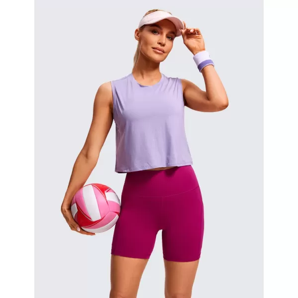 CRZ YOGA Womens Butterluxe Biker Shorts with Pockets 3  5  8  High Waisted Volleyball Workout Athletic Yoga Shorts5 inches Magenta Purple