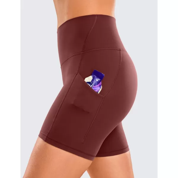 CRZ YOGA Womens Butterluxe Biker Shorts with Pockets 3  5  8  High Waisted Volleyball Workout Athletic Yoga Shorts5 inches Noctilucence Red