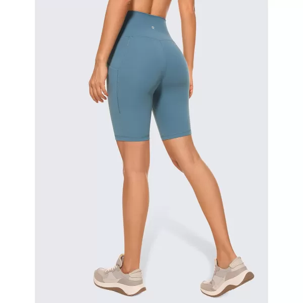 CRZ YOGA Womens Butterluxe Biker Shorts with Pockets 3  5  8  High Waisted Volleyball Workout Athletic Yoga Shorts8 inches Blue Ashes
