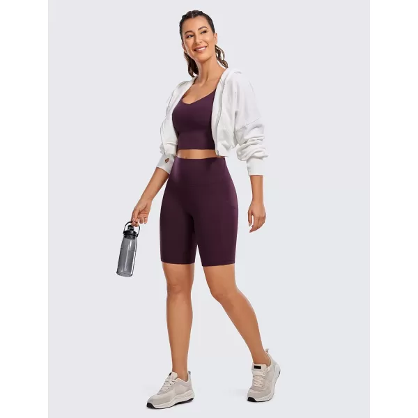 CRZ YOGA Womens Butterluxe Biker Shorts with Pockets 3  5  8  High Waisted Volleyball Workout Athletic Yoga Shorts8 inches Deep Purple