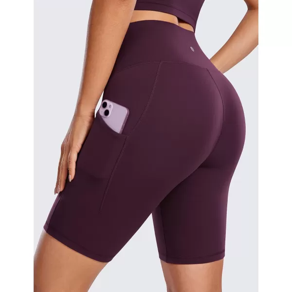 CRZ YOGA Womens Butterluxe Biker Shorts with Pockets 3  5  8  High Waisted Volleyball Workout Athletic Yoga Shorts8 inches Deep Purple