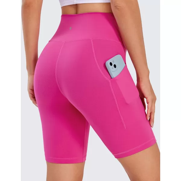 CRZ YOGA Womens Butterluxe Biker Shorts with Pockets 3  5  8  High Waisted Volleyball Workout Athletic Yoga Shorts8 inches Hibiscus Purple