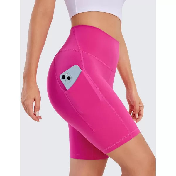 CRZ YOGA Womens Butterluxe Biker Shorts with Pockets 3  5  8  High Waisted Volleyball Workout Athletic Yoga Shorts8 inches Hibiscus Purple