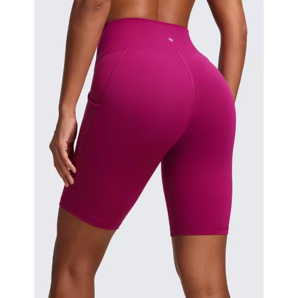 CRZ YOGA Womens Butterluxe Biker Shorts with Pockets 3  5  8  High Waisted Volleyball Workout Athletic Yoga Shorts8 inches Magenta Purple