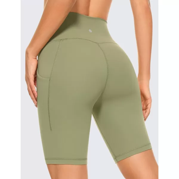 CRZ YOGA Womens Butterluxe Biker Shorts with Pockets 3  5  8  High Waisted Volleyball Workout Athletic Yoga Shorts8 inches Moss Green