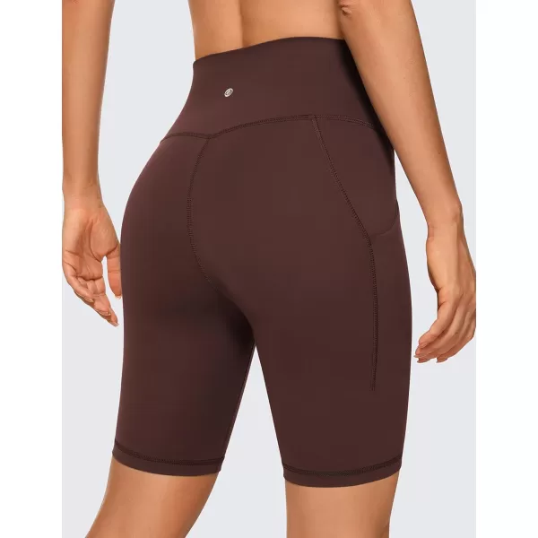 CRZ YOGA Womens Butterluxe Biker Shorts with Pockets 3  5  8  High Waisted Volleyball Workout Athletic Yoga Shorts8 inches Taupe