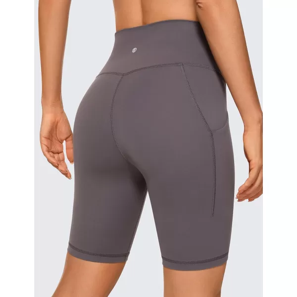 CRZ YOGA Womens Butterluxe Biker Shorts with Pockets 3  5  8  High Waisted Volleyball Workout Athletic Yoga Shorts8 inches Tornado Grey