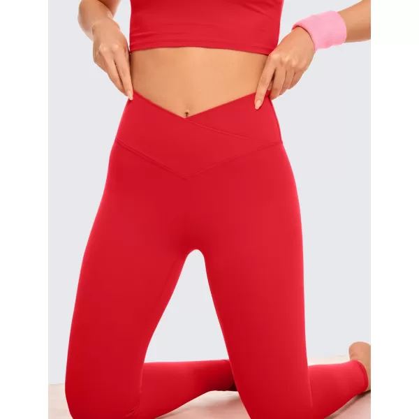 CRZ YOGA Womens Butterluxe Cross Waist Workout Leggings 25  28  V Crossover High Waisted Gym Athletic Yoga Leggings25 inches Deep Red