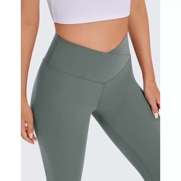 CRZ YOGA Womens Butterluxe Cross Waist Workout Leggings 25  28  V Crossover High Waisted Gym Athletic Yoga Leggings25 inches Grey Sage