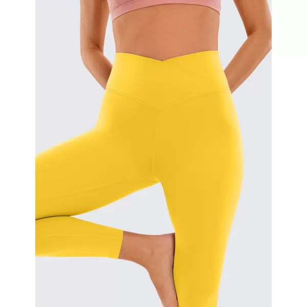 CRZ YOGA Womens Butterluxe Cross Waist Workout Leggings 25  28  V Crossover High Waisted Gym Athletic Yoga Leggings25 inches High Visibility Yellow