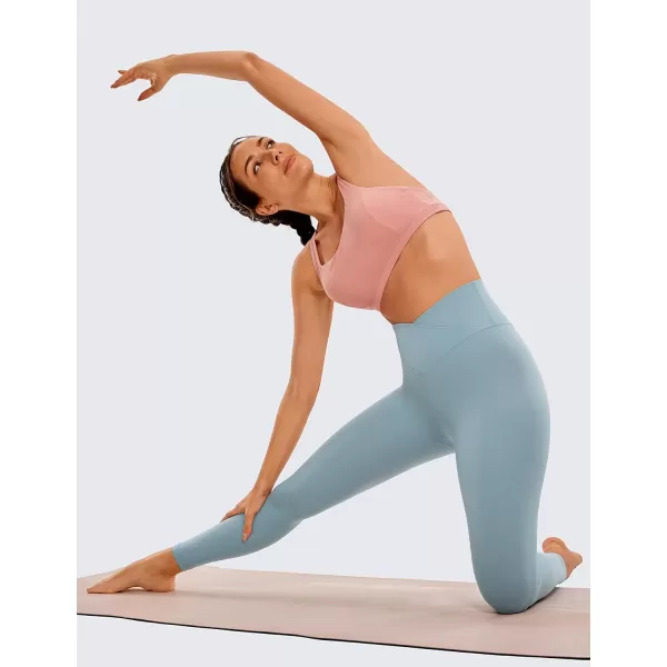 CRZ YOGA Womens Butterluxe Cross Waist Workout Leggings 25  28  V Crossover High Waisted Gym Athletic Yoga Leggings25 inches Light Grayish Blue
