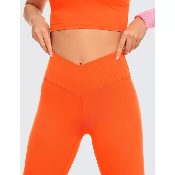 CRZ YOGA Womens Butterluxe Cross Waist Workout Leggings 25  28  V Crossover High Waisted Gym Athletic Yoga Leggings25 inches Neon Orange