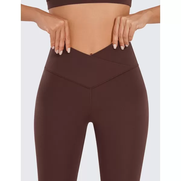 CRZ YOGA Womens Butterluxe Cross Waist Workout Leggings 25  28  V Crossover High Waisted Gym Athletic Yoga Leggings25 inches Taupe