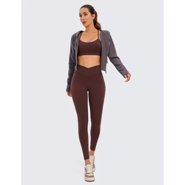 CRZ YOGA Womens Butterluxe Cross Waist Workout Leggings 25  28  V Crossover High Waisted Gym Athletic Yoga Leggings25 inches Taupe