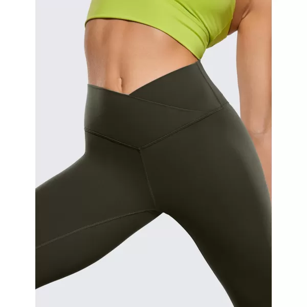 CRZ YOGA Womens Butterluxe Cross Waist Workout Leggings 25  28  V Crossover High Waisted Gym Athletic Yoga Leggings28 inches Olive Green