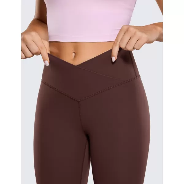 CRZ YOGA Womens Butterluxe Cross Waist Workout Leggings 25  28  V Crossover High Waisted Gym Athletic Yoga Leggings28 inches Taupe