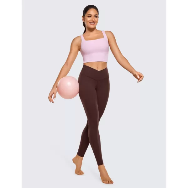 CRZ YOGA Womens Butterluxe Cross Waist Workout Leggings 25  28  V Crossover High Waisted Gym Athletic Yoga Leggings28 inches Taupe