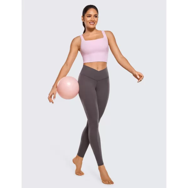 CRZ YOGA Womens Butterluxe Cross Waist Workout Leggings 25  28  V Crossover High Waisted Gym Athletic Yoga Leggings28 inches Tornado Grey