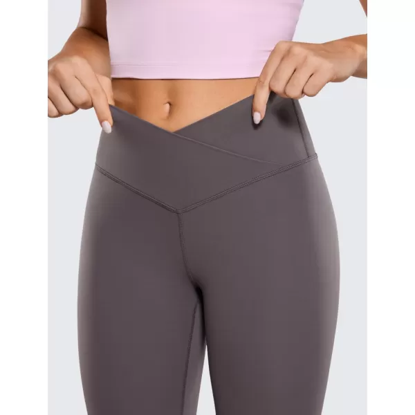 CRZ YOGA Womens Butterluxe Cross Waist Workout Leggings 25  28  V Crossover High Waisted Gym Athletic Yoga Leggings28 inches Tornado Grey