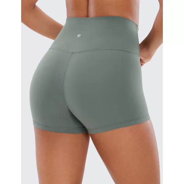 CRZ YOGA Womens Butterluxe Crossover Biker Shorts 3  5  Criss Cross High Waisted Workout Yoga Shorts Buttery Soft3 inches Grey Sage