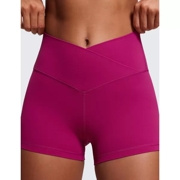 CRZ YOGA Womens Butterluxe Crossover Biker Shorts 3  5  Criss Cross High Waisted Workout Yoga Shorts Buttery Soft3 inches Magenta Purple