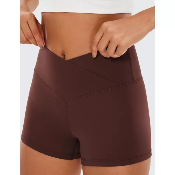 CRZ YOGA Womens Butterluxe Crossover Biker Shorts 3  5  Criss Cross High Waisted Workout Yoga Shorts Buttery Soft3 inches Taupe