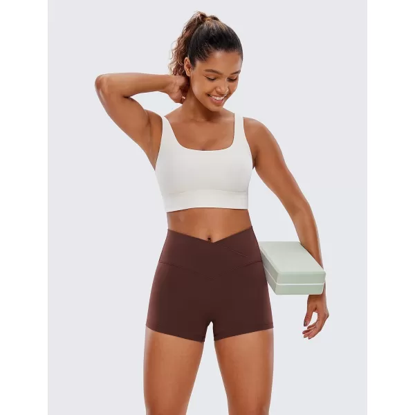 CRZ YOGA Womens Butterluxe Crossover Biker Shorts 3  5  Criss Cross High Waisted Workout Yoga Shorts Buttery Soft3 inches Taupe