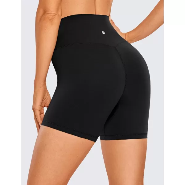 CRZ YOGA Womens Butterluxe Crossover Biker Shorts 3  5  Criss Cross High Waisted Workout Yoga Shorts Buttery Soft5 inches Black