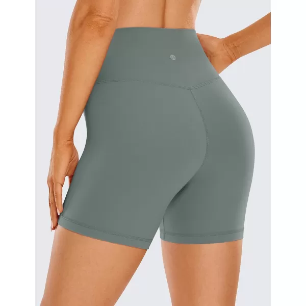 CRZ YOGA Womens Butterluxe Crossover Biker Shorts 3  5  Criss Cross High Waisted Workout Yoga Shorts Buttery Soft5 inches Grey Sage