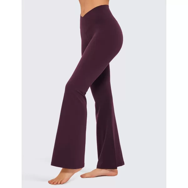 CRZ YOGA Womens Butterluxe Crossover Flare Leggings 31 Inches  High Waist V Cross Bell Bottoms Bootcut Wide Leg Yoga PantsDeep Purple