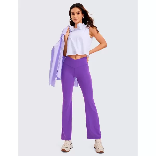 CRZ YOGA Womens Butterluxe Crossover Flare Leggings 31 Inches  High Waist V Cross Bell Bottoms Bootcut Wide Leg Yoga PantsRoyal Lilac