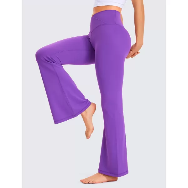 CRZ YOGA Womens Butterluxe Crossover Flare Leggings 31 Inches  High Waist V Cross Bell Bottoms Bootcut Wide Leg Yoga PantsRoyal Lilac