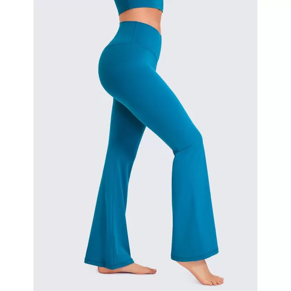 CRZ YOGA Womens Butterluxe Crossover Flare Leggings 31 Inches  High Waist V Cross Bell Bottoms Bootcut Wide Leg Yoga PantsSupersonic Blue