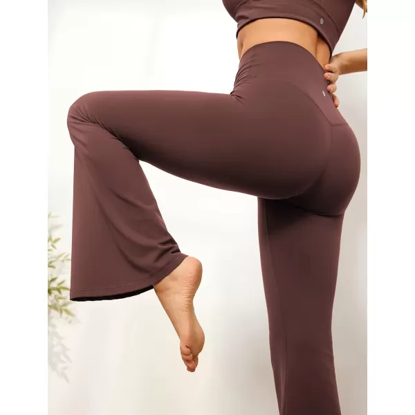 CRZ YOGA Womens Butterluxe Crossover Flare Leggings 31 Inches  High Waist V Cross Bell Bottoms Bootcut Wide Leg Yoga PantsTaupe