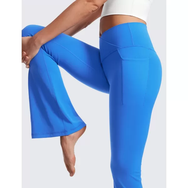 CRZ YOGA Womens Butterluxe Crossover Flare Pants 31  High Waist Yoga Pants with Pockets V Cross Bootcut Casual Lounge31 Height 54  57 Sparkle Blue