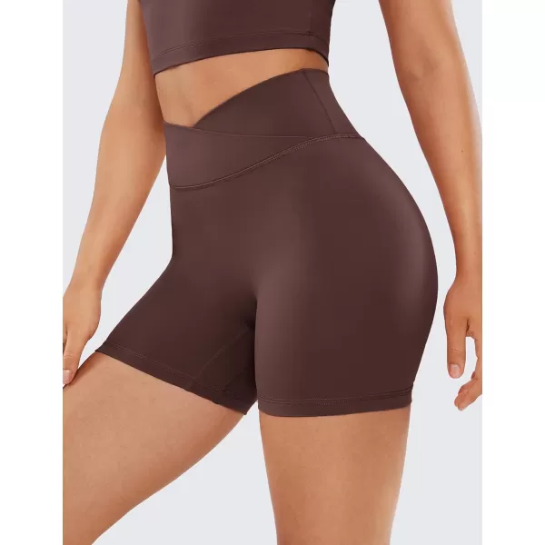 CRZ YOGA Womens Butterluxe Crossover Scrunch Butt Biker Shorts 3  5  High Waist No Front Seam Workout Yoga Booty Shorts5 inches Taupe