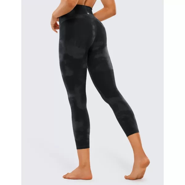 CRZ YOGA Womens Butterluxe Crossover Workout Capri Leggings 23 Inches  High Waist V Cross Crop Gym Athletic Yoga Pants23 inches Black Tie Dye Flowers