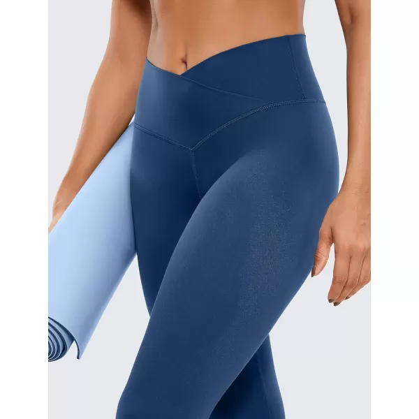 CRZ YOGA Womens Butterluxe Crossover Workout Capri Leggings 23 Inches  High Waist V Cross Crop Gym Athletic Yoga Pants23 inches French Navy