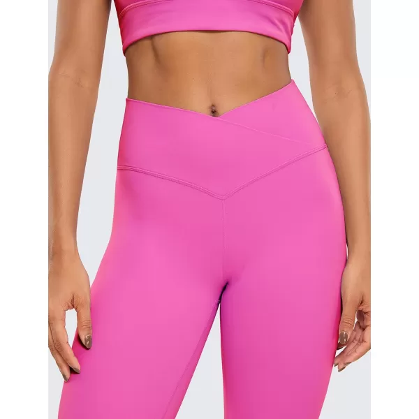 CRZ YOGA Womens Butterluxe Crossover Workout Capri Leggings 23 Inches  High Waist V Cross Crop Gym Athletic Yoga Pants23 inches Neon Light Purple