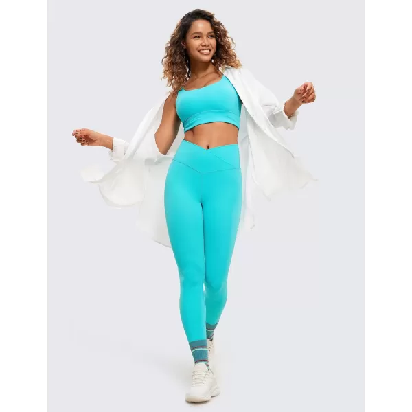 CRZ YOGA Womens Butterluxe Crossover Workout Capri Leggings 23 Inches  High Waist V Cross Crop Gym Athletic Yoga Pants23 inches Neon Spectral Blue